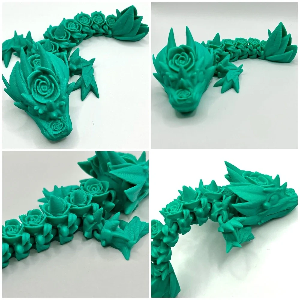 NEW 3D Green Rose Dragon Figurine - Picture 4 of 6